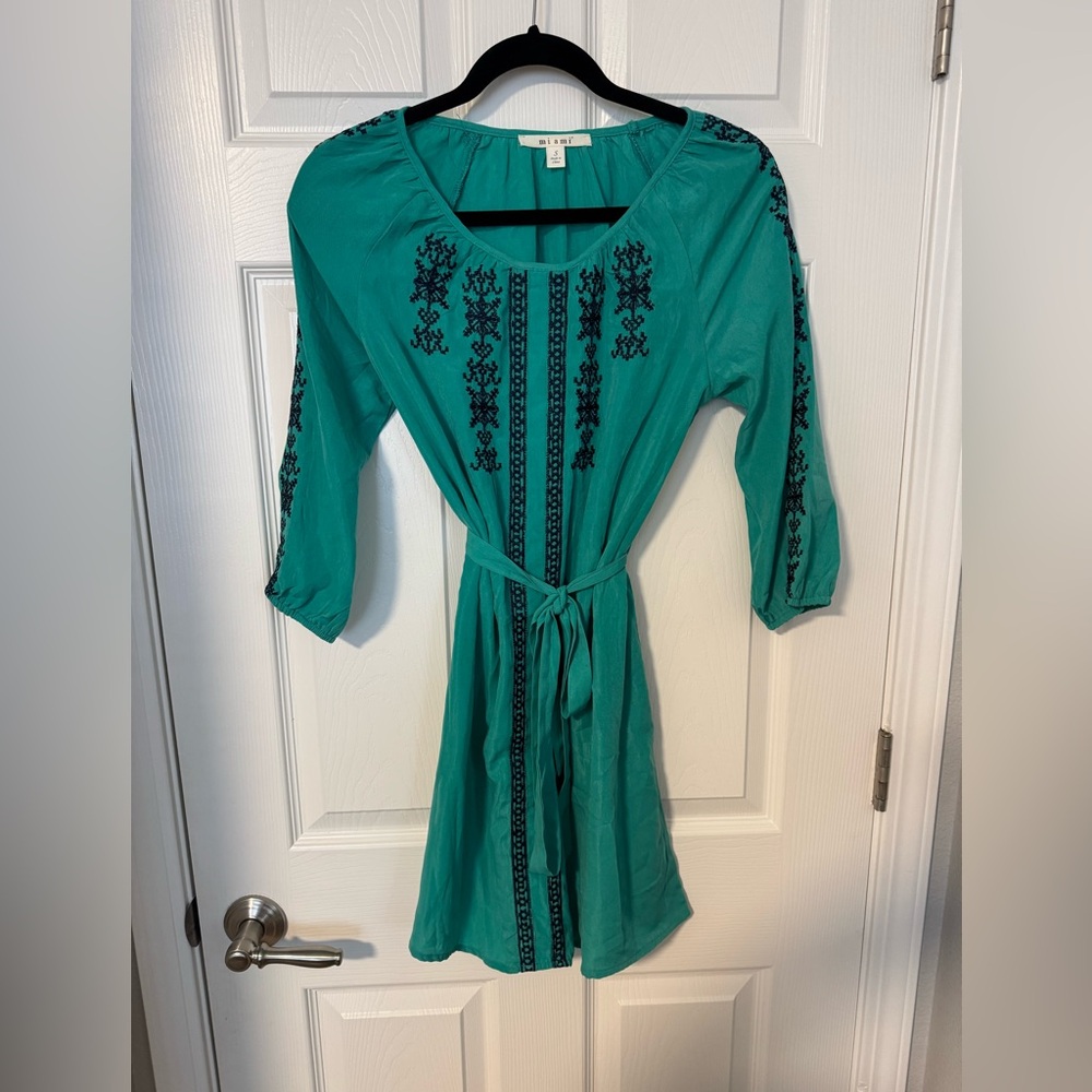 Miami Green Embellished Tie Front Sundress